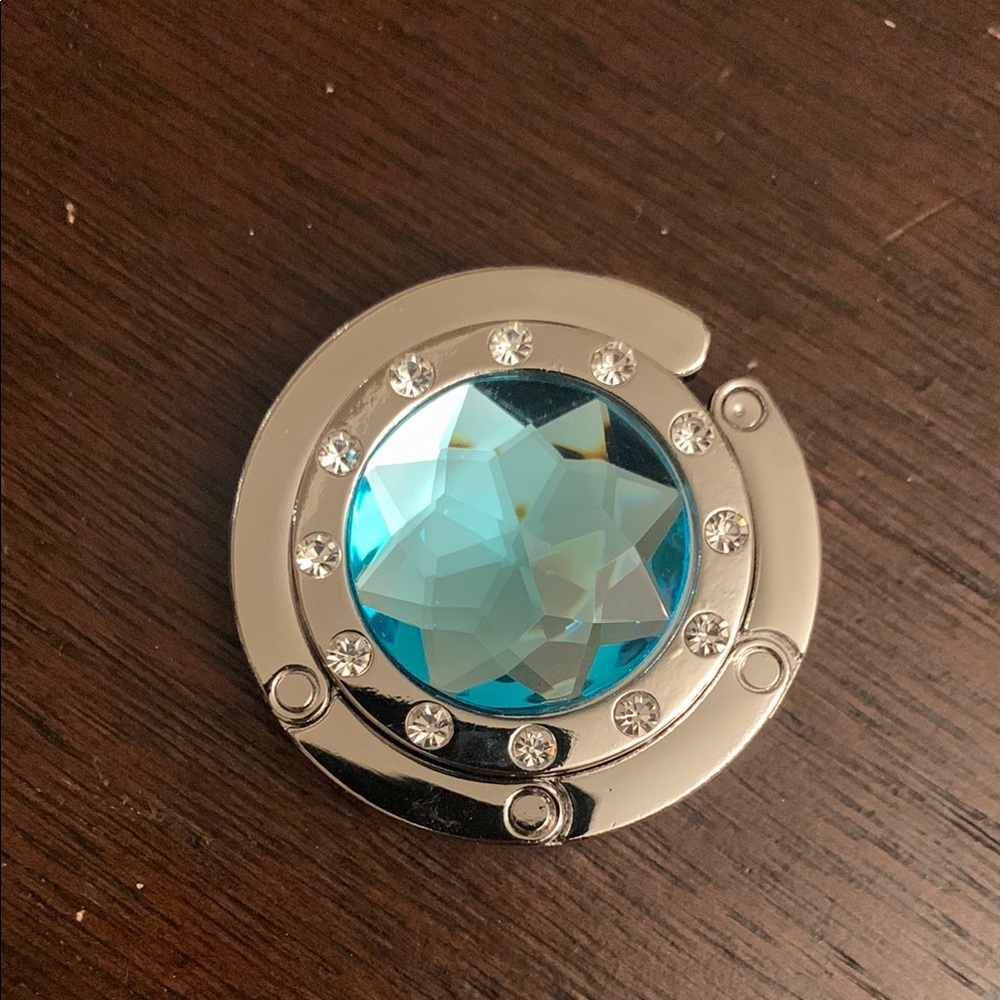 Silver and Blue Crystal Purse Hook